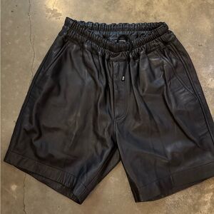 Surface to Air Black Leather Athletic Shorts
